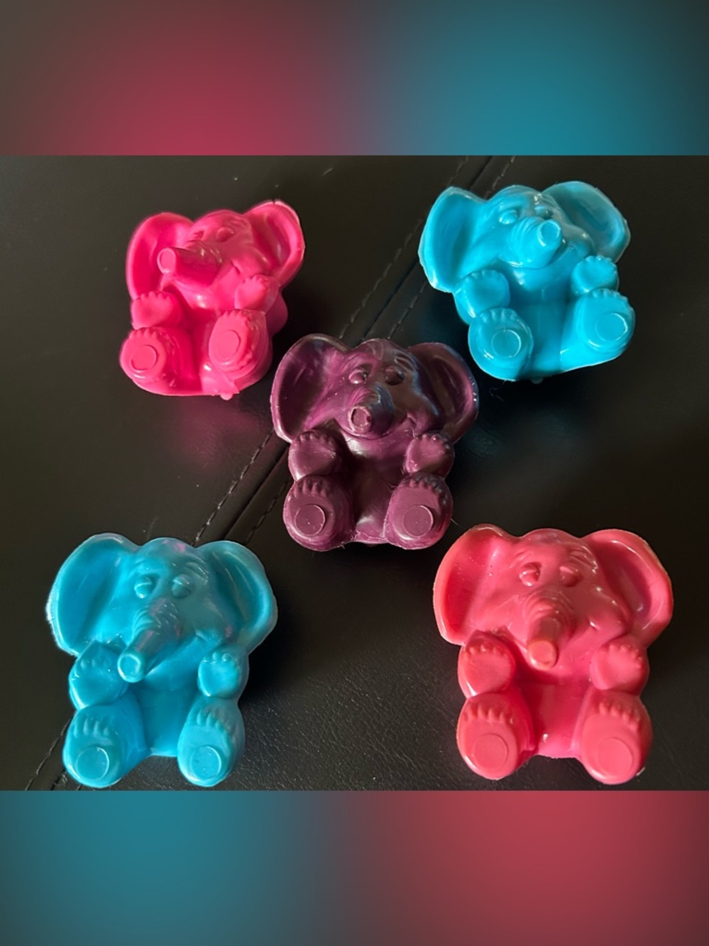 Cute Elephant Set of 5 - Hard plastic/Rubber, Solid